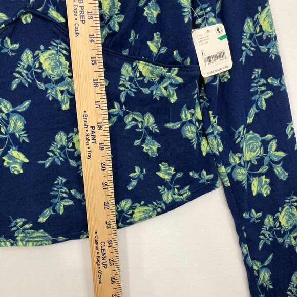 New Free People Boho Floral Keyhole Dinner Party Blouse Indigo Combo Large - Picture 7 of 12